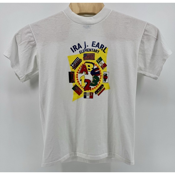Platinum Plus Other - Vintage 90s Ira J Earl Elementary School T-Shirt Size M USA Made Single Stitch